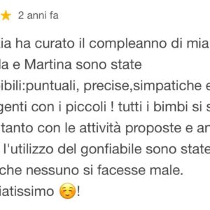 Recensione Google di un cliente Snack Eventi